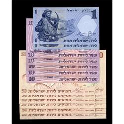 Israel 1 (2); 10; 50 Lirot 1958-60 Pick BANK NAME Pales Israel