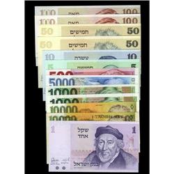 Israel 1; 5; 10; 50 (2); 100 (2); 500; 1000 (2); 5000; Israel
