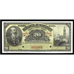Mexico 20 Pesos El Banco Mercantil de Monterrey (1907) Mexico