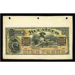 Mexico 100 Pesos Face and Back Proofs El Banco Yucateco Mexico