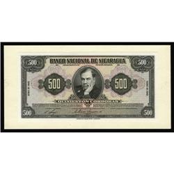 Nicaragua 500 Cordobas 1945 Pick 98p UNLThis proof is m Nicaragua