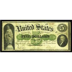 Fr. 2 $5 1861 Demand Note Very Good-Fine. Fr. 2 $5 1861 Demand Note Very Good-Fine.