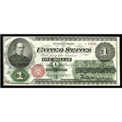 Fr. 16 $1 1862 Legal Tender Choice New. Tight across th Fr. 16 $1 1862 Legal Tender Choice New.
