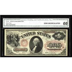 Fr. 20 $1 1875 Legal Tender Gem Uncirculated 66. Fr. 20 $1 1875 Legal Tender CGA Gem Uncirculated 66