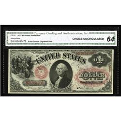 Fr. 20 $1 1875 Legal Tender CGA Choice Uncirculated 64. Fr. 20 $1 1875 Legal Tender CGA Choice Uncir