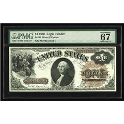 Fr. 30 $1 1880 Legal Tender PMG Superb Gem Unc 67. "Exc Fr. 30 $1 1880 Legal Tender PMG Superb Gem U