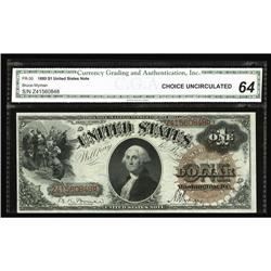 Fr. 30 $1 1880 Legal Tender CGA Choice Uncirculated 64. Fr. 30 $1 1880 Legal Tender CGA Choice Uncir