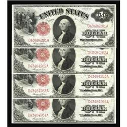 Fr. 36 $1 1917 Legal Tender Cut Sheet of Four Very Cho Fr. 36 $1 1917 Legal Tender Cut Sheet of Four