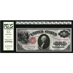 Fr. 37 $1 1917 Legal Tender PCGS Superb Gem New 67PPQ. Fr. 37* $1 1917 Legal Tender Star PCGS Superb
