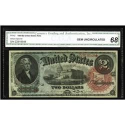 Fr. 42 $2 1869 Legal Tender CGA Gem Uncirculated 68. Fr. 42 $2 1869 Legal Tender CGA Gem Uncirculate