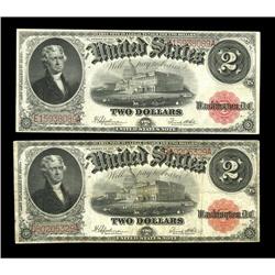 Fr. 60 $2 1917 Legal Tenders. Two Examples. Fine; VF-XF Fr. 60 $2 1917 Legal Tenders. Two Examples. 