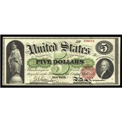 Fr. 63 $5 1863 Legal Tender Choice New. The margins are Fr. 63 $5 1863 Legal Tender Choice New.