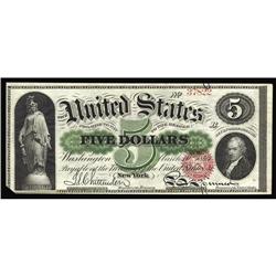 Fr. 63a $5 1863 Legal Tender New. The lower left corner Fr. 63a $5 1863 Legal Tender New.