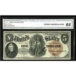 Fr. 73 $5 1880 Legal Tender CGA Choice Uncirculated 64. Fr. 73 $5 1880 Legal Tender CGA Choice Uncir
