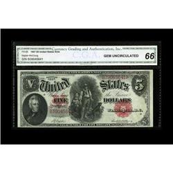 Fr. 85 $5 1907 Legal Tender CGA Gem Uncirculated 66. A Fr. 85 $5 1907 Legal Tender CGA Gem Uncircula