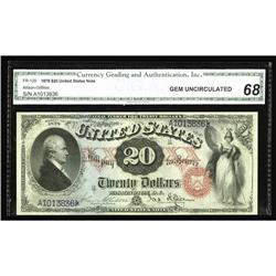 Fr. 129 $20 1878 Legal Tender CGA Gem Uncirculated 68. Fr. 129 $20 1878 Legal Tender CGA Gem Uncircu