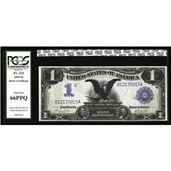Fr. 233 $1 1899 Silver Certificate PCGS Gem New 66PPQ. Fr. 233 $1 1899 Silver Certificate PCGS Gem N