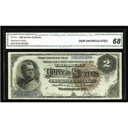 Fr. 244 $2 1886 Silver Certificate CGA Gem 68 Fr. 244 $2 1886 Silver Certificate CGA Gem Uncirculate