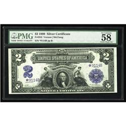 Fr. 252 $2 1899 Silver Star Note PMG Choice About Unc58 Fr. 252* $2 1899 Silver Certificate Star Not