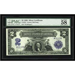 Fr. 252 $2 1899 Silver Star Note PMG Choice About Unc58 Fr. 252* $2 1899 Silver Certificate Star Not