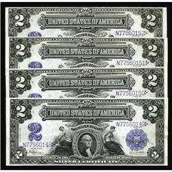 Fr. 258 $2 1899 Silver Certificates Cut Sheet Of Four Fr. 258 $2 1899 Silver Certificates Cut Sheet 