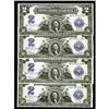 Image 1 : Fr. 258 $2 1899 Silver Certificates Cut Sheet Of Four C Fr. 258 $2 1899 Silver Certificates Cut Shee