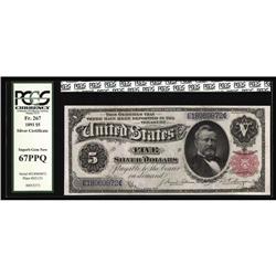 Fr. 267 $5 1891 Silver PCGS Superb Gem New 67PPQ Fr. 267 $5 1891 Silver Certificate PCGS Superb Gem 