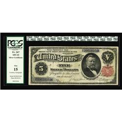 Fr. 267 $5 1891 Silver Certificate PCGS Fine 12.The bac Fr. 267 $5 1891 Silver Certificate PCGS Fine
