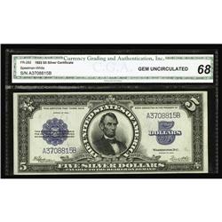 Fr. 282 $5 1923 Silver CGA Gem Uncirculated 68 Fr. 282 $5 1923 Silver Certificate CGA Gem Uncirculat