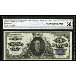 Fr. 321 $20 1891 Silver CGA Gem Uncirculated 66 Fr. 321 $20 1891 Silver Certificate CGA Gem Uncircul