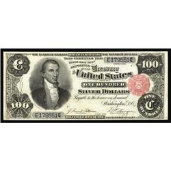 Fr. 344 $100 1891 Silver Certificate Very Fine. Fr. 344 $100 1891 Silver Certificate Very Fine.