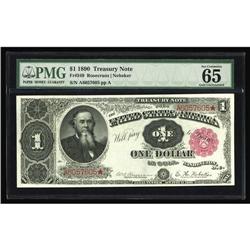 Fr. 349 $1 1890 Treasury Note PMG Gem Uncirculated 65. Fr. 349 $1 1890 Treasury Note PMG Gem Uncircu