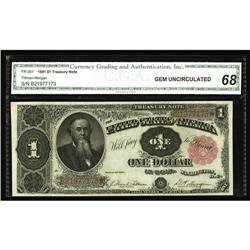 Fr. 351 $1 1891 Treasury Note CGA Gem Uncirculated 68. Fr. 351 $1 1891 Treasury Note CGA Gem Uncircu