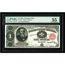 Fr. 351 $1 1891 Treasury Note PMG About Uncirculated 55 Fr. 351 $1 1891 Treasury Note PMG About Unci