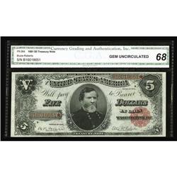 Fr. 364 $5 1891 Treasury Note CGA Gem Uncirculated 68. Fr. 364 $5 1891 Treasury Note CGA Gem Uncircu