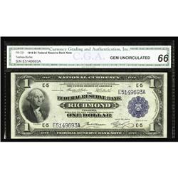 Fr. 721 $1 1918 Federal Reserve Bank Note CGA Gem Uncir Fr. 721 $1 1918 Federal Reserve Bank Note CG