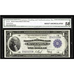 Fr. 735 $1 1918 Federal Reserve Bank Note CGA About Unc Fr. 735 $1 1918 Federal Reserve Bank Note CG