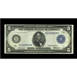 Fr. 868 $5 1914 Federal Reserve Note Very Fine+. Origin Fr. 868 $5 1914 Federal Reserve Note Very Fi