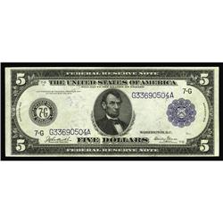 Fr. 869 $5 1914 Federal Reserve Note Extremely Fine-Abo Fr. 869 $5 1914 Federal Reserve Note Extreme