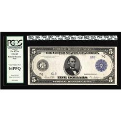 Fr. 871a $5 1914 Federal Reserve Note PCGS Very Choice Fr. 871a $5 1914 Federal Reserve Note PCGS Ve