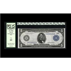 Fr. 875b $5 1914 Federal Reserve Note PCGS New 62. A de Fr. 875b $5 1914 Federal Reserve Note PCGS N
