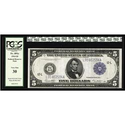 Fr. 891c $5 1914 Federal Reserve Note PCGS Very Fine 30 Fr. 891c $5 1914 Federal Reserve Note PCGS V