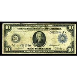 Fr. 912 $10 1914 Federal Reserve Star Note Very Good. Fr. 912* $10 1914 Federal Reserve Star Note Ve