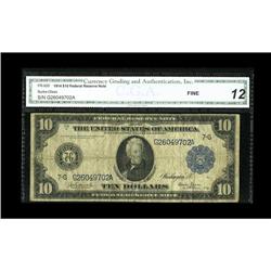 Fr. 929 $10 1914 Federal Reserve Note CGA Fine 12. A ci Fr. 929 $10 1914 Federal Reserve Note CGA Fi