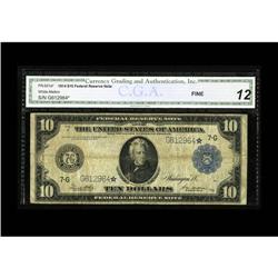 Fr. 931a $10 1914 Star Federal Reserve Note CGA Fine 12 Fr. 931a* $10 1914 Federal Reserve Note Star