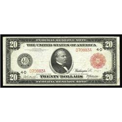 Fr. 955a $20 1914 Red Seal Federal Reserve Note Very Fi Fr. 955a $20 1914 Red Seal Federal Reserve N