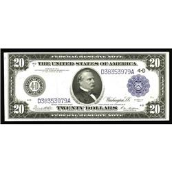 Fr. 979b $20 1914 Federal Reserve Note Extremely Fine-A Fr. 979b $20 1914 Federal Reserve Note Extre