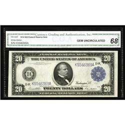Fr. 1007 $20 1914 Federal Reserve Note CGA Gem Uncircul Fr. 1007 $20 1914 Federal Reserve Note CGA G