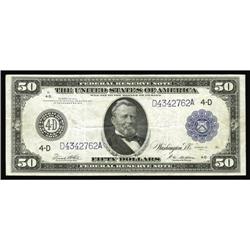Fr. 1039a $50 1914 Federal Reserve Note Very Fine. A li Fr. 1039a $50 1914 Federal Reserve Note Very