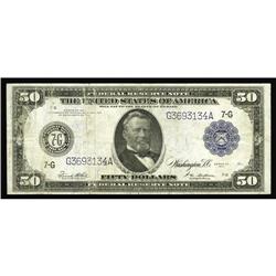 Fr. 1051 $50 1914 Federal Reserve Note Very Fine. Being Fr. 1051 $50 1914 Federal Reserve Note Very 